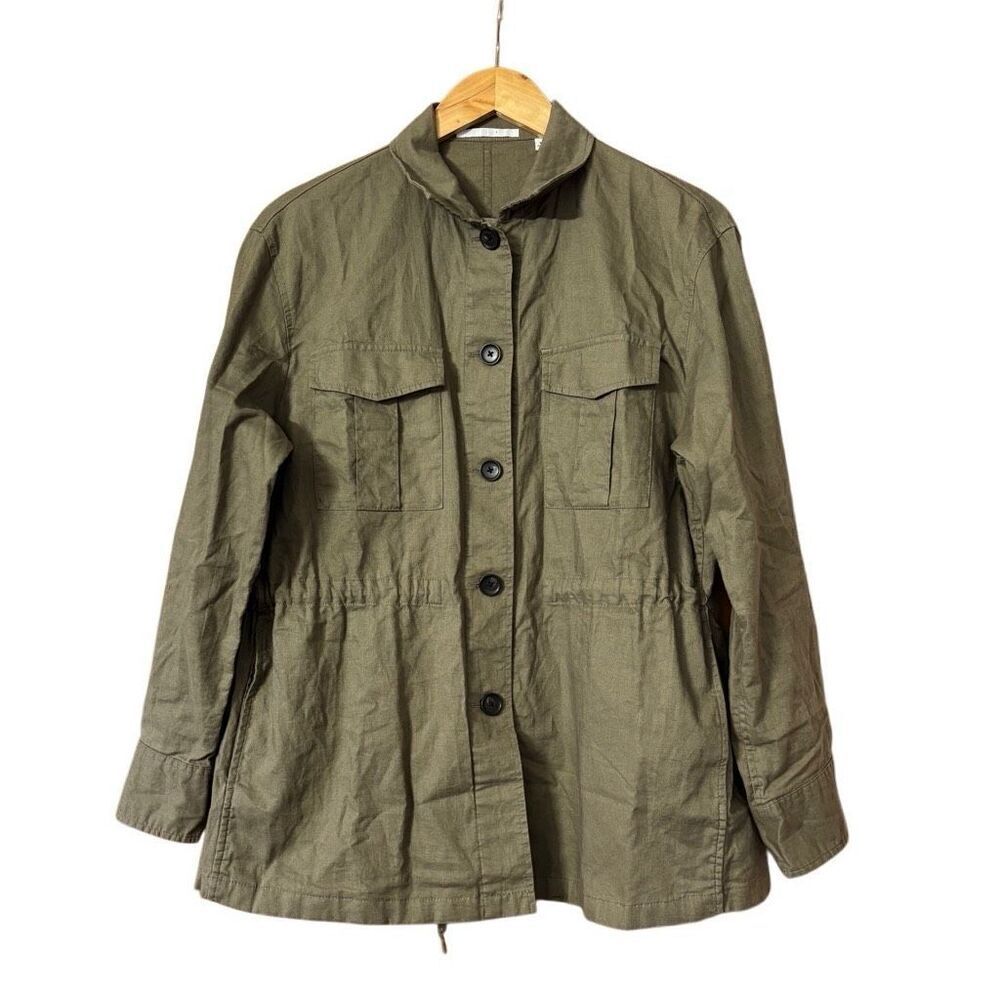 Uniqlo Linen Cotton Utility Resort Light Jacket olive green women’s XS